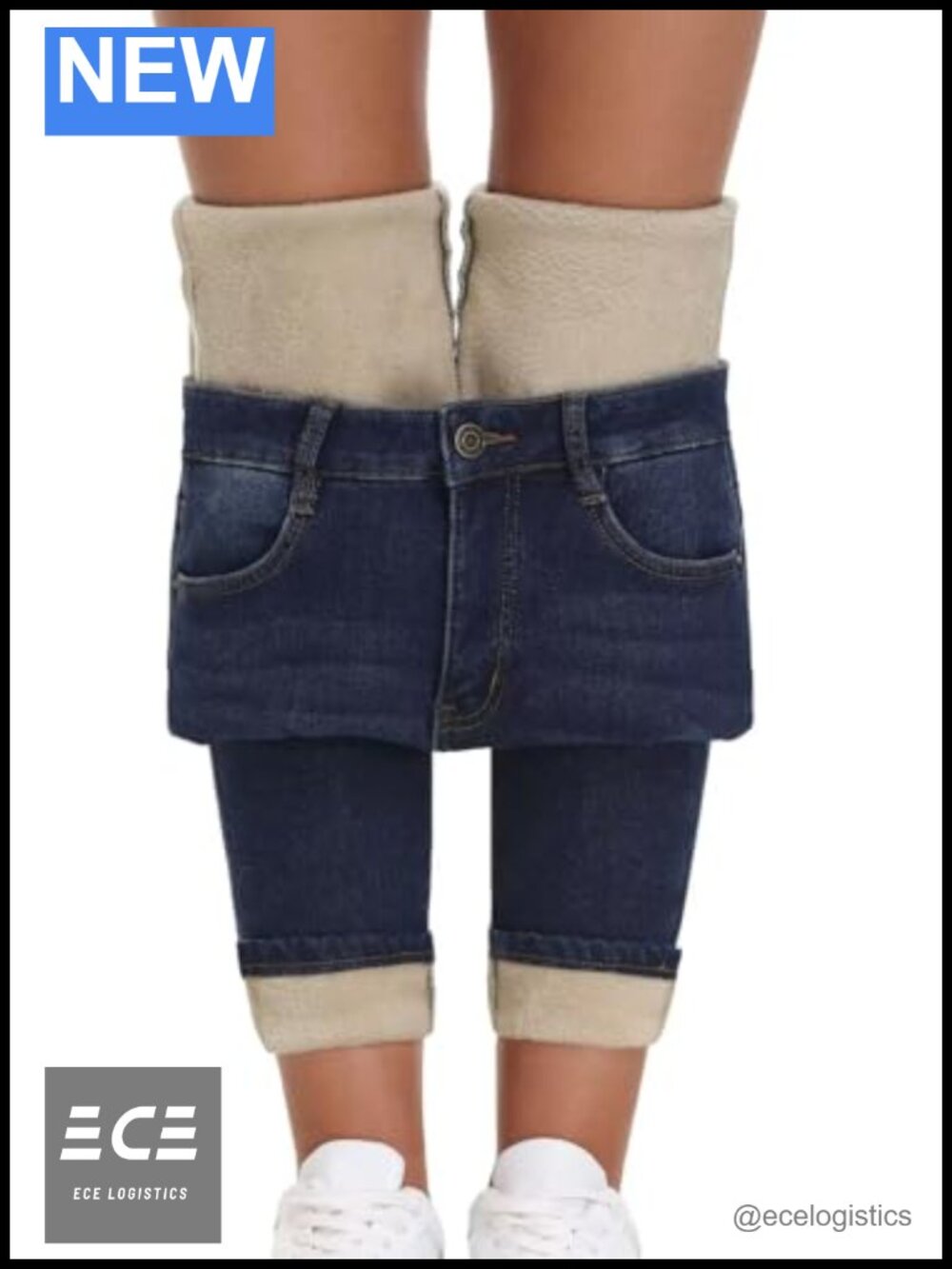 Fleece Lined High Rise Skinny Jeans Stretch Thermal Winter Pants